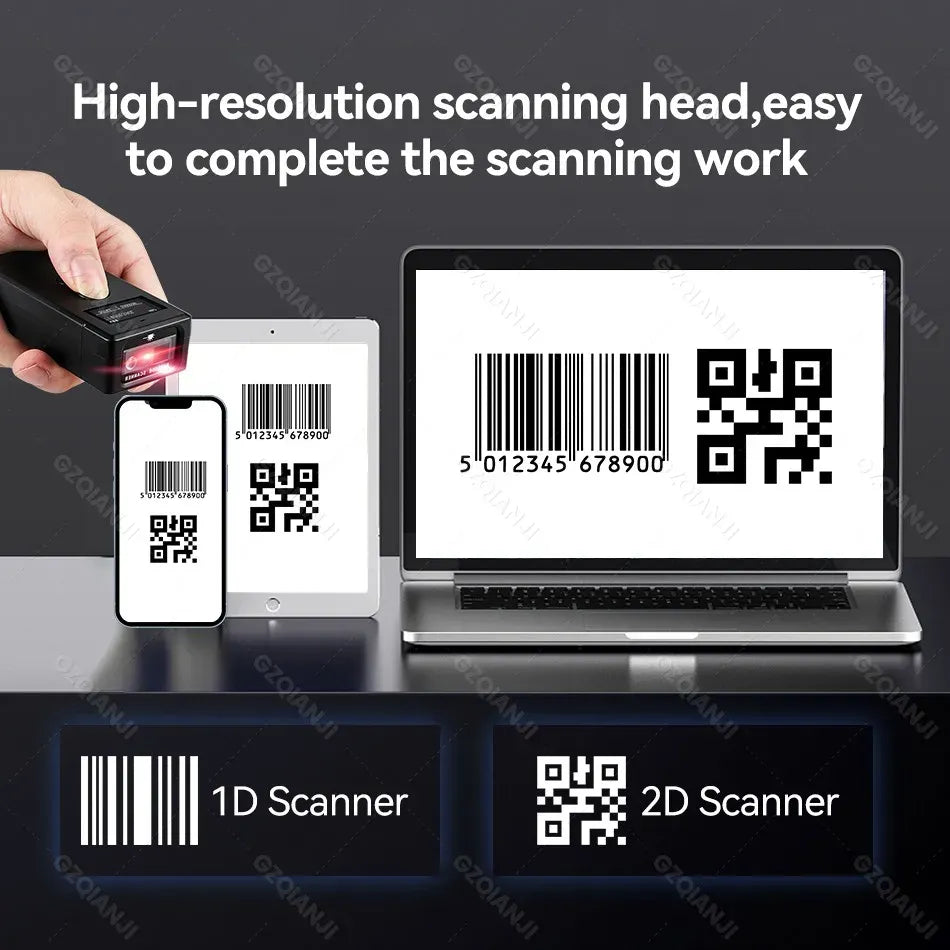 Handheld wireless 2D barcode scanner with illuminated scan window
