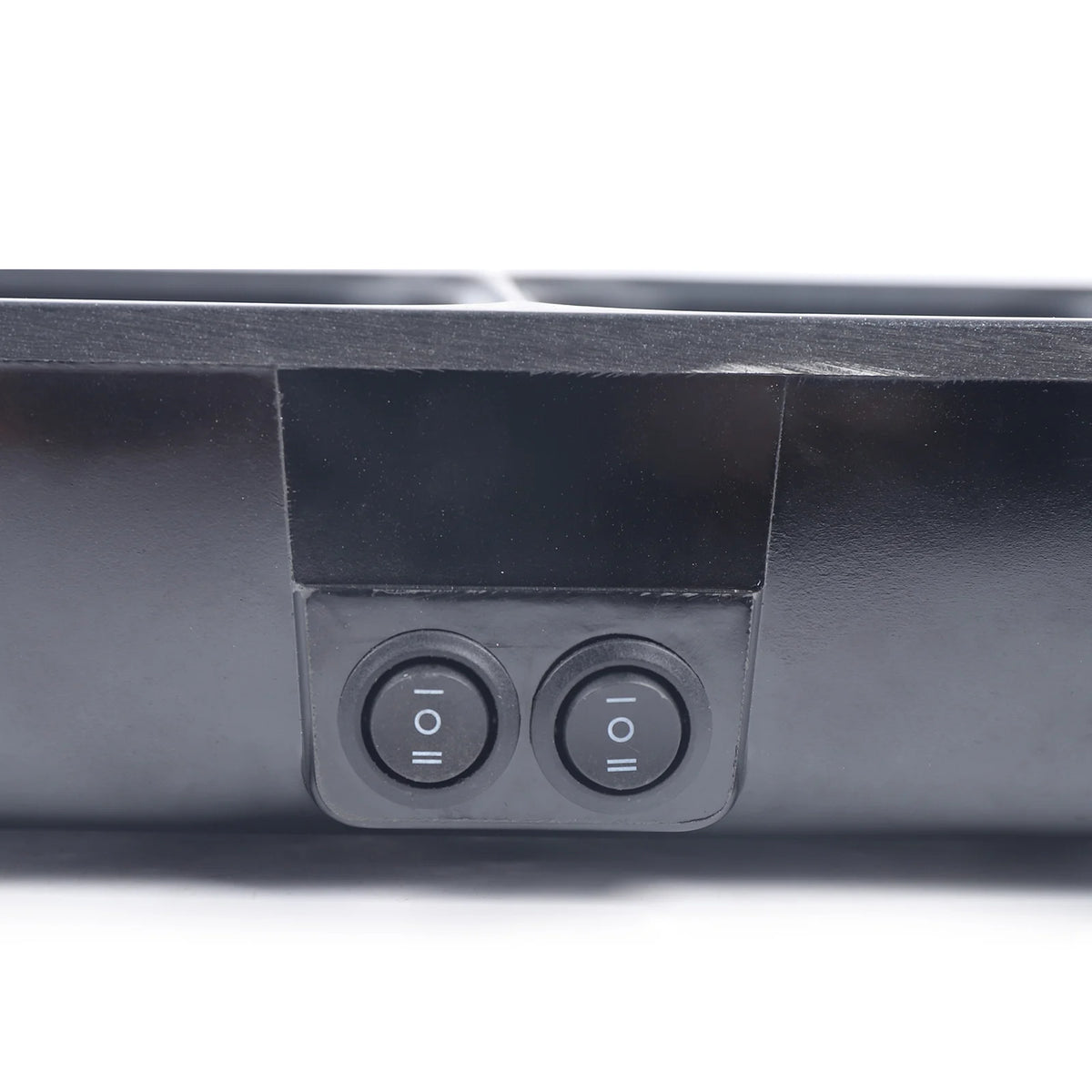 Black electric hot pot and grill with two control knobs on the front panel
