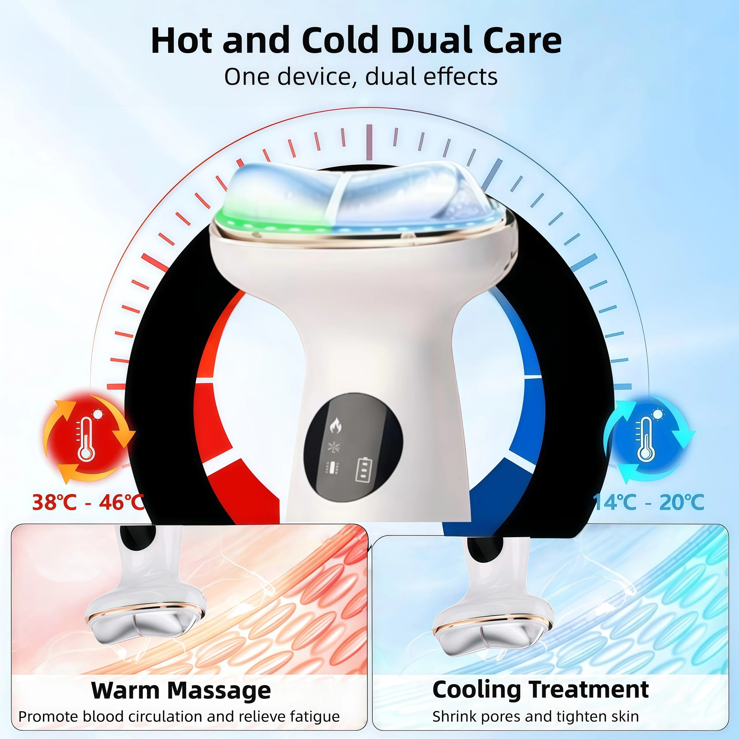 7-in-1 Facial Massager - White Hot & Cold Skin Lifting Device Fascia Gun Tidesmit