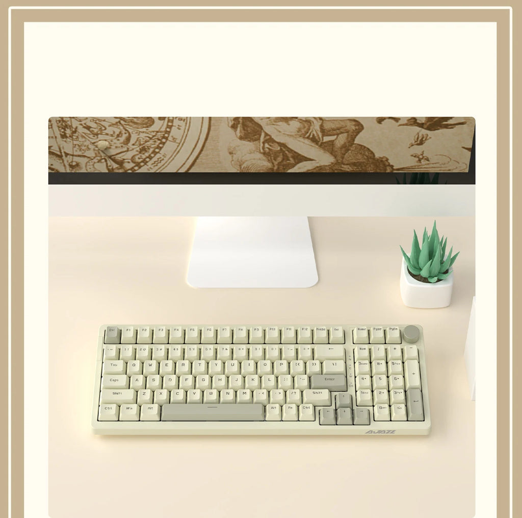 Ajazz AK992 Wired Mechanical Keyboard 98-Key Full Layout  Hot-Swap USB Gaming keyboard Multimedia Key Knob for Desktop PC Laptop