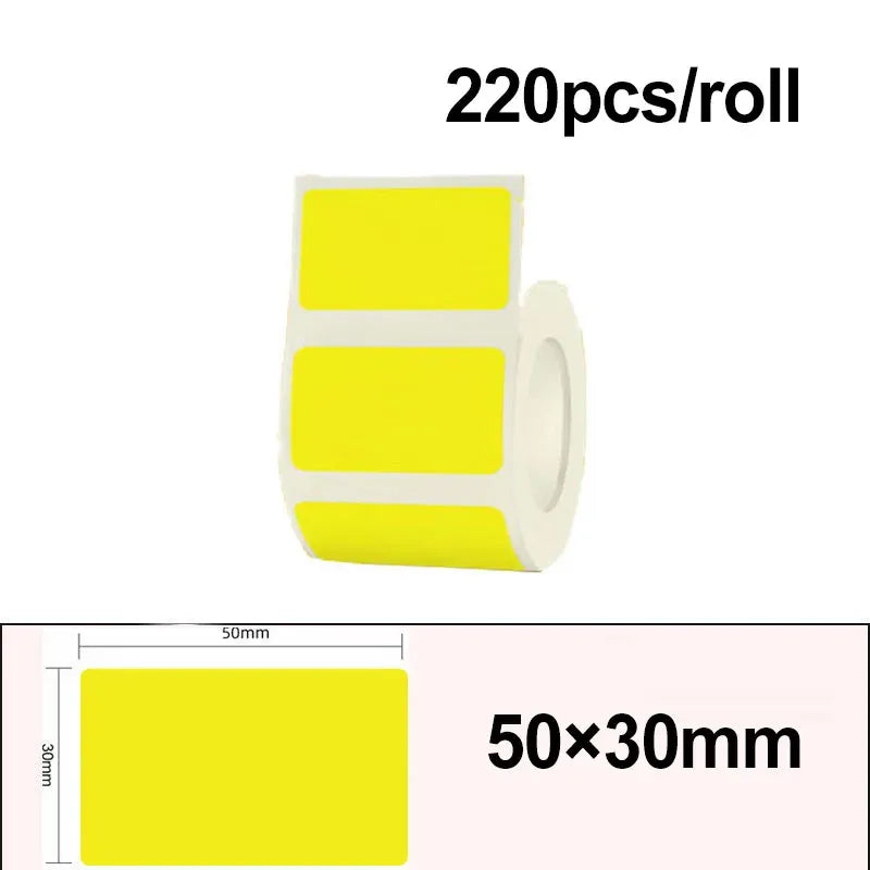 Yellow thermal label sticker roll, 50x30mm labels, 220 pcs/roll
