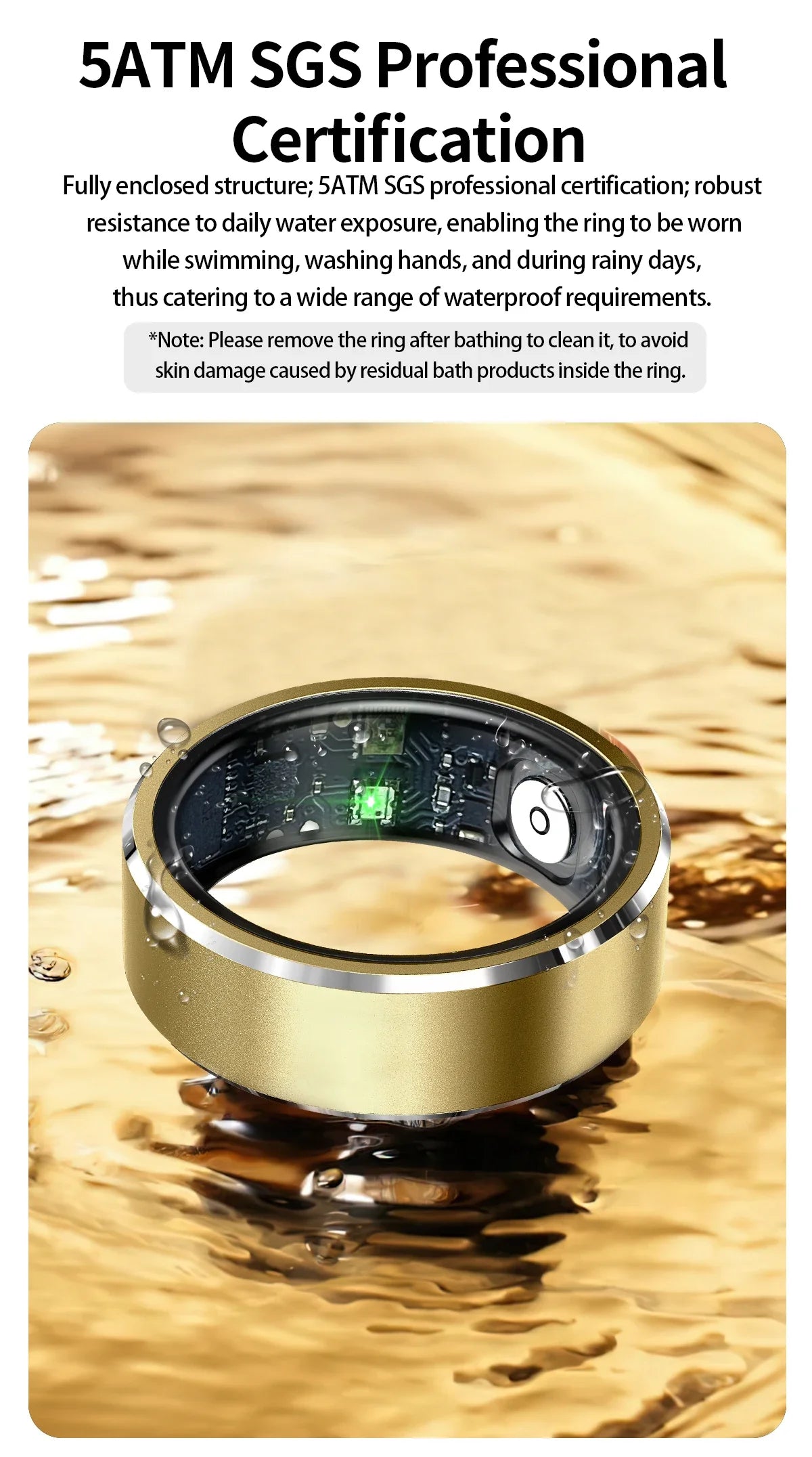 Smart Health Ring Fitness Tracker with Heart Rate & Oxygen Monitor Tidesmit