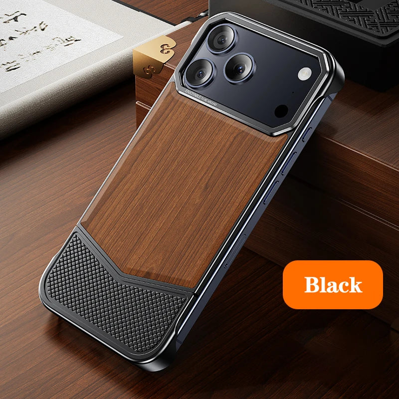 iPhone 17 Pro Max Phone Case | Slim Shock-Absorbing Wood Shell Black Tidesmit