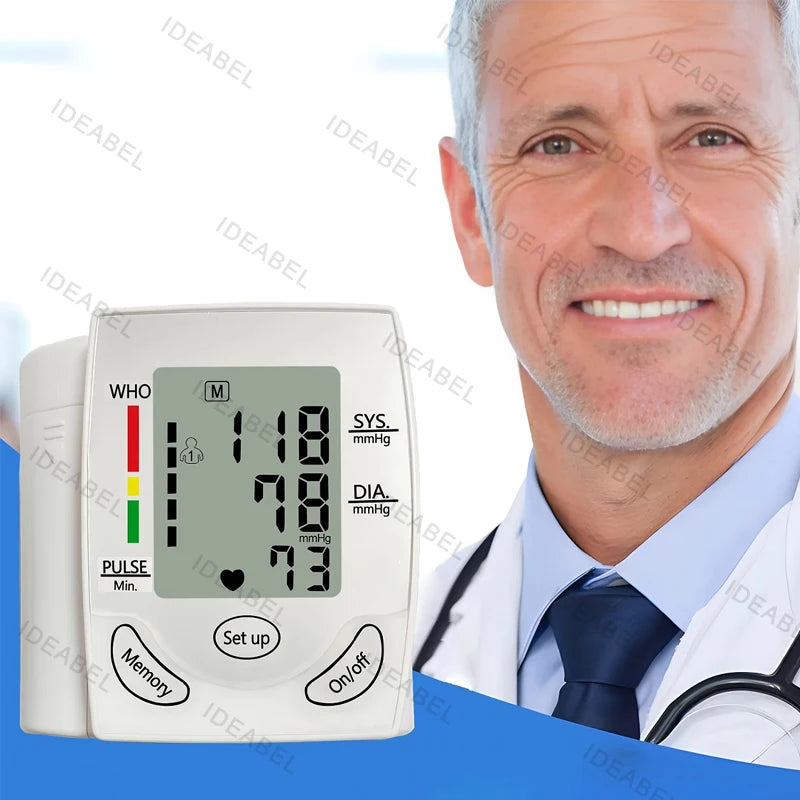 Mini Portable Battery Blood Pressure Machine Wrist Sphygmomanometer Digital Electronic Heart Rate BP Tensiometer