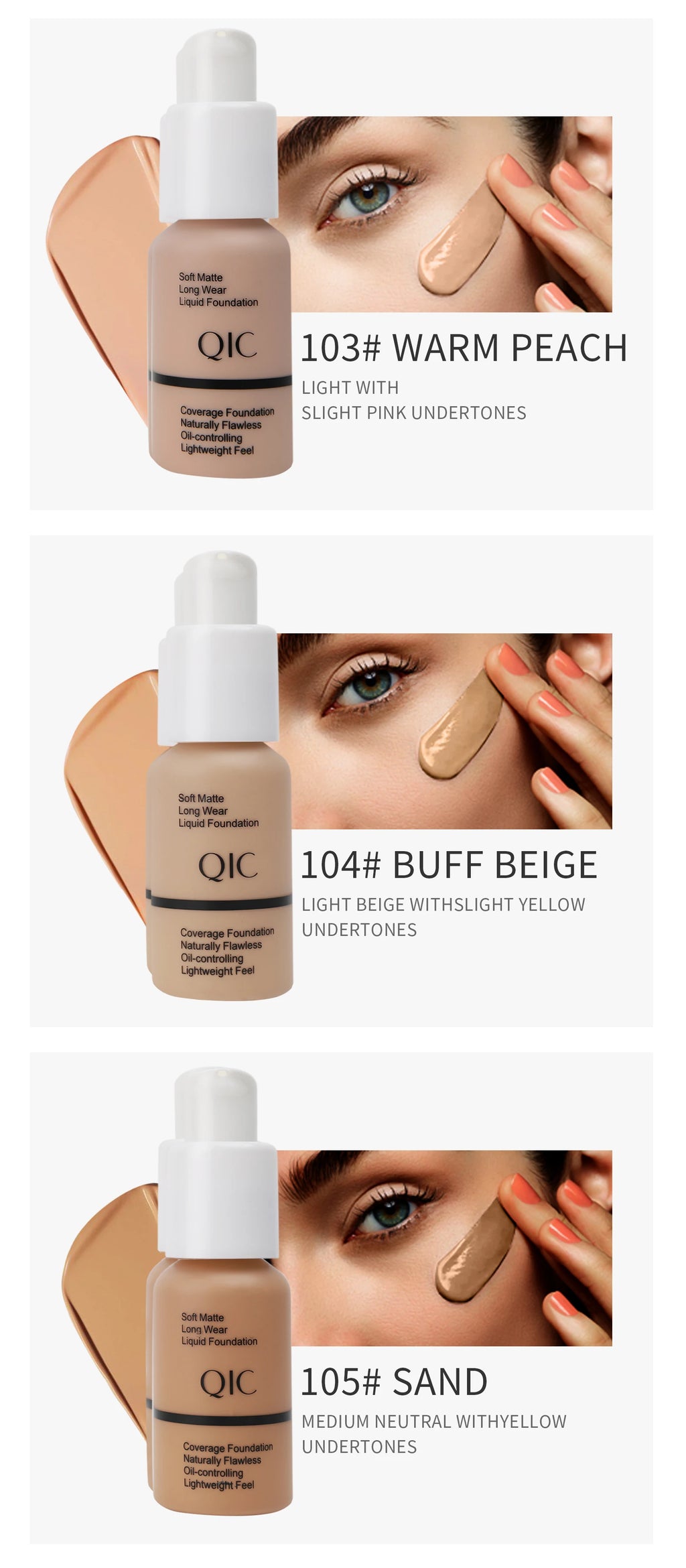 Tidesmit liquid foundation concealer in matte oil-control finish for flawless face makeup with long lasting coverage
