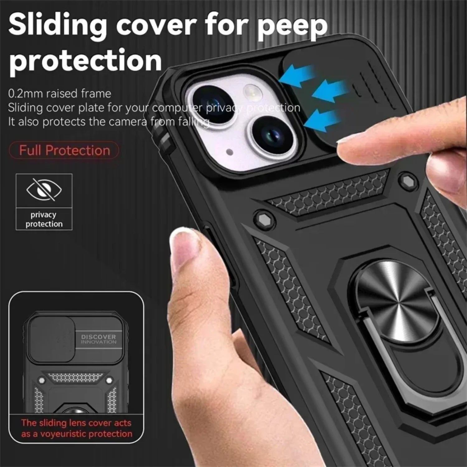 iPhone 16 Pro Max Case with Ring Stand and Lens Cover - Tidesmit Tidesmit