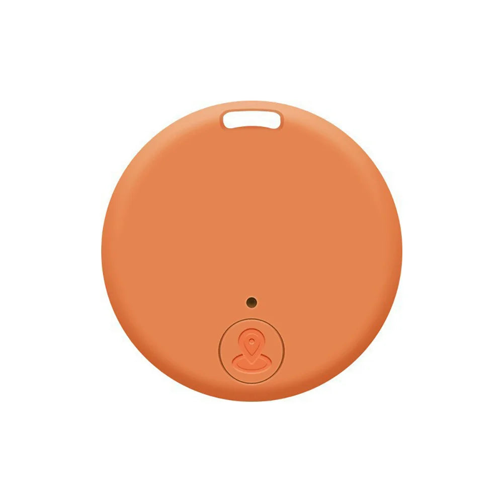 Orange mini Bluetooth GPS pet tracker for collars, anti-lost smart locator tag to keep your dog or cat safe.