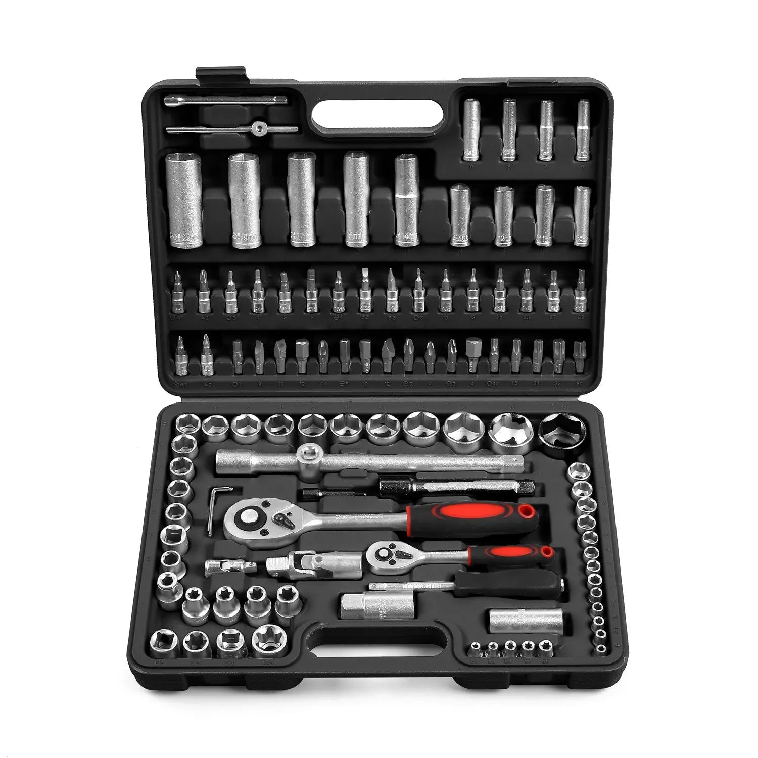 108-Piece Socket Spanner Set Cr-V Ratchet Wrench Set Ratchet Box with 1/4 &1/2 Inch 72 Teeth Reversible Ratchet Hexagonal Socket
