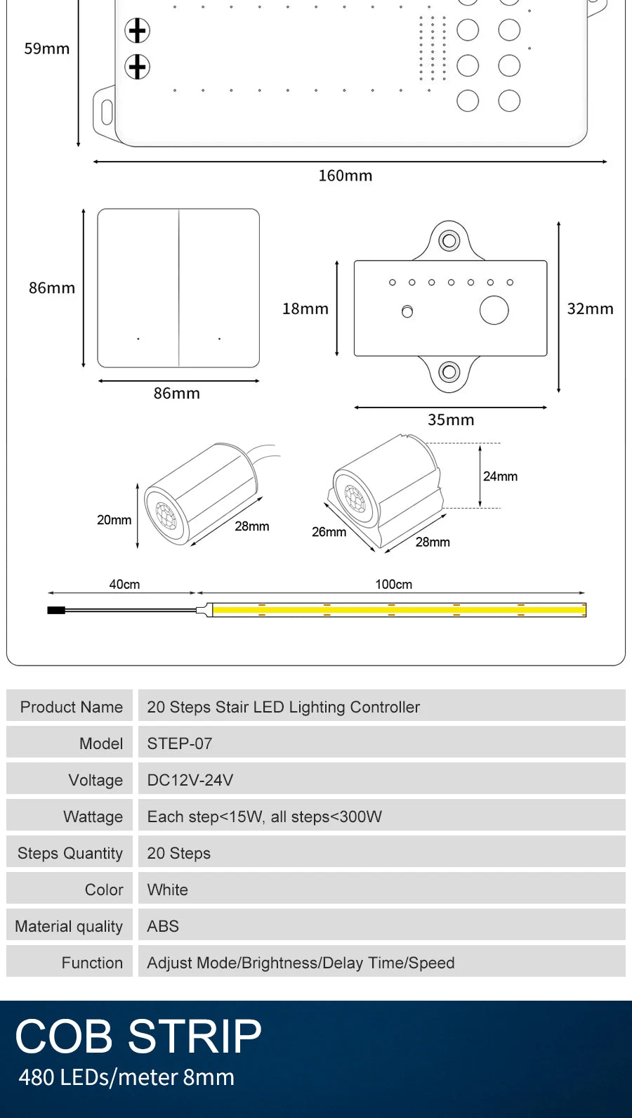 MALIIGAZA LED Stair Light 2PIR Motion Sensor Stair Lighting COB LED Strip Kit For Indoor 1-20 Steps Stairway