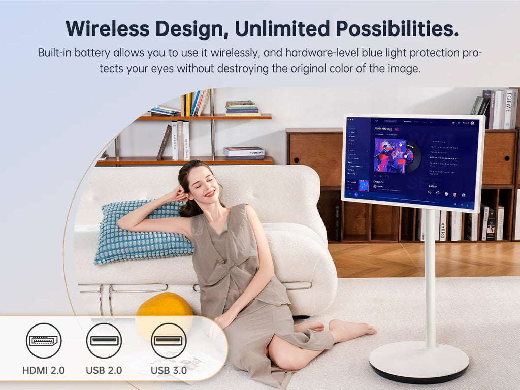 KTC 32 Inch MegPad 4K Touchscreen Smart Portable Monitor with Android 13 Google EDLA-Certified, 9500mAh Built-in Battery