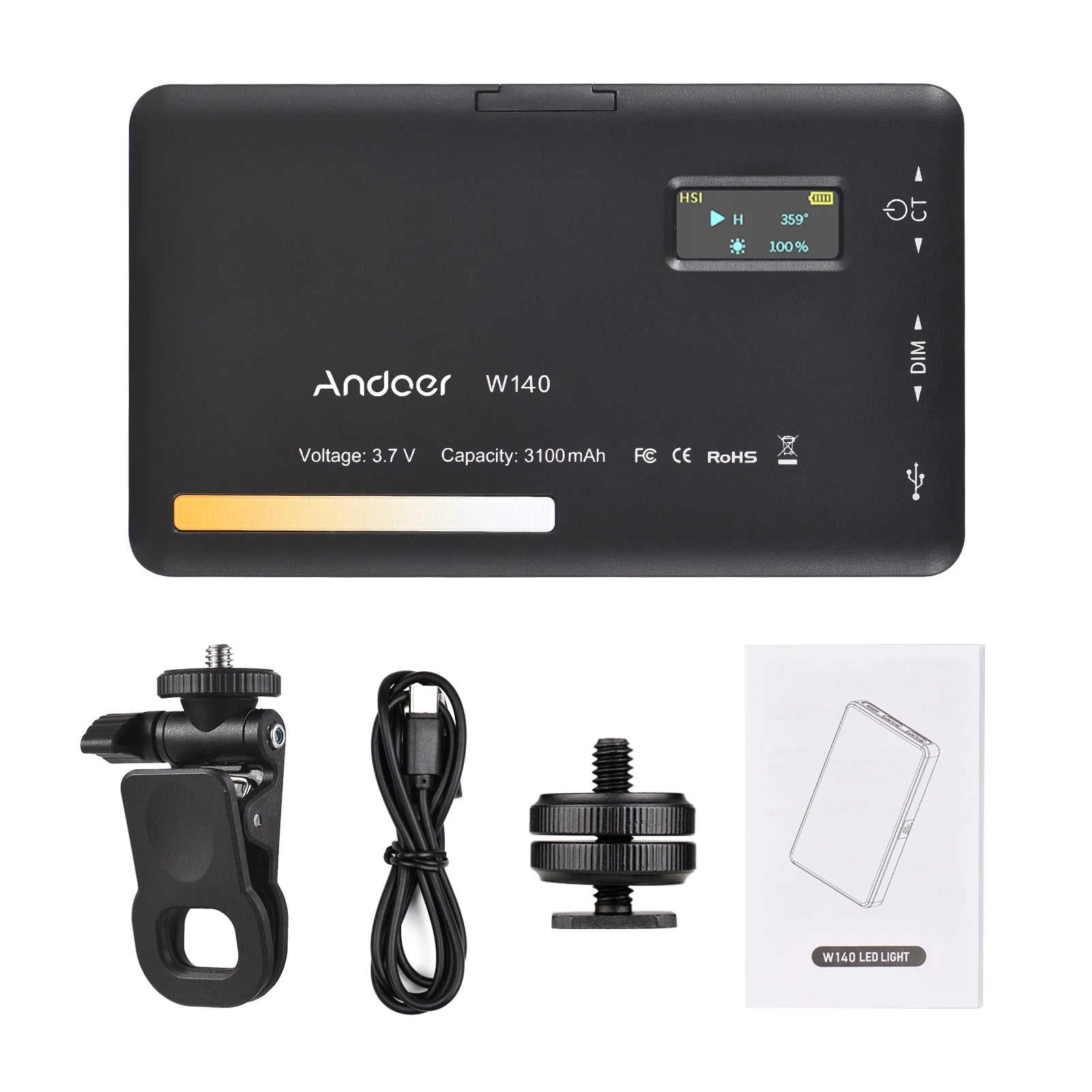 Pocket LED Video Light | Adjustable Color Temp for Content Creation With Screen Clip Tidesmit