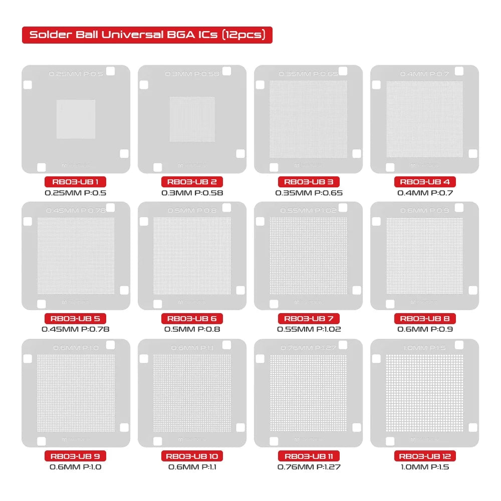 Martview RB03 RB-03 Fullset Multi-functions Automatic Positioning Universal BGA Reballing Station Holder Template - 97pcs Nets