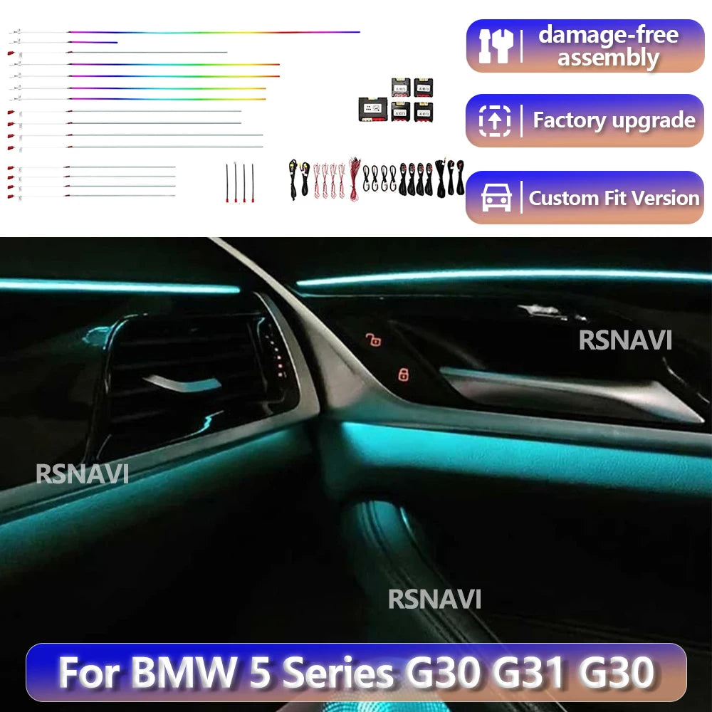 RGB color streamer For BMW 5 Series G30 G31 G30 2017-2023 OEM Design Ambient Light Interior Lighting Upgrade Precise Fit