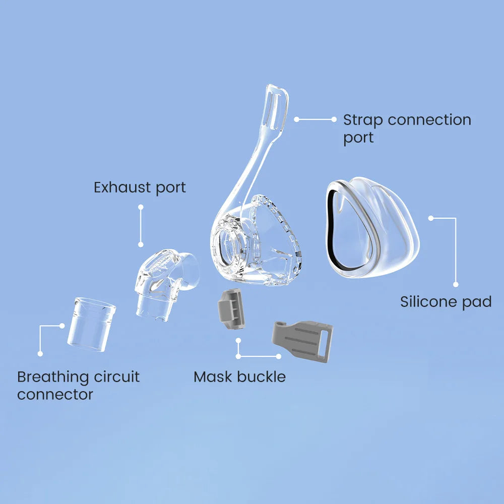 Anti-Snoring Nasal CPAP Replacement Mask with Headgear Strap Reusable Nasal Mask Soft Silicone Full Face CPAP Mask with Headband