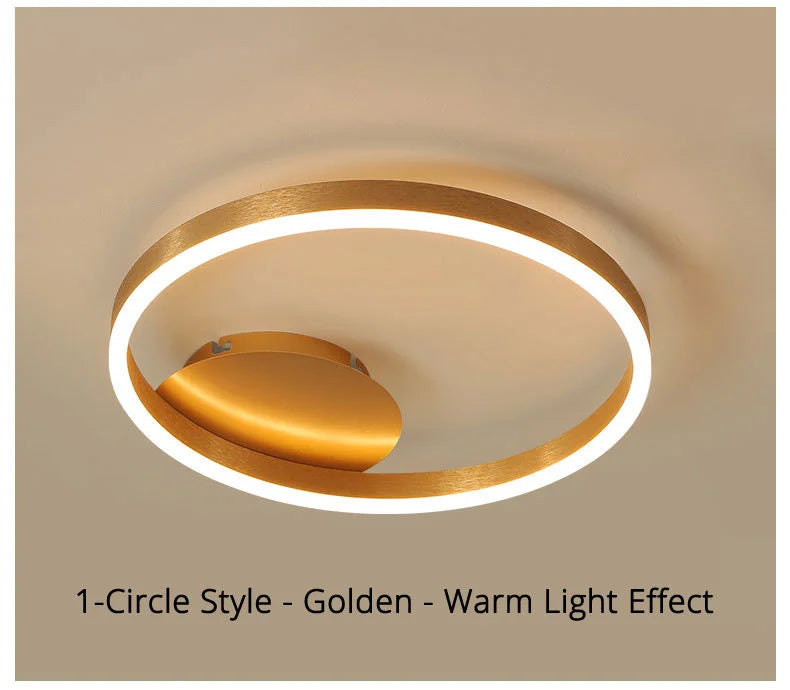 Nordic Creative Led Circle Chandeliers Bedroom Living Dining Room Lighting Chandelier Golden Brown Glossy Lamp Home Indoor Lamps