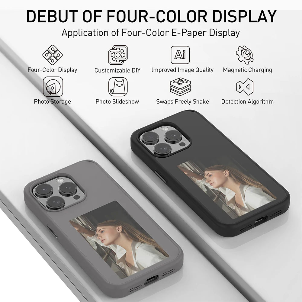 NFC Smart E Ink Phone Case for iPhone 16 Pro Max - Shock-Absorbing Cover Tidesmit
