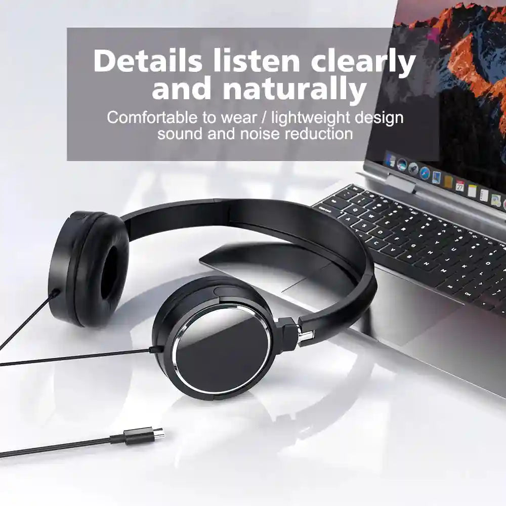 Noise Cancelling Wired Over-Ear Headphones with Mic - Tidesmit Tidesmit