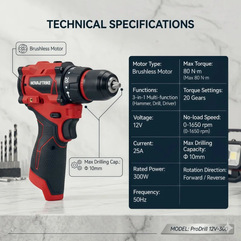 Brushless Cordless Drill Driver 2-Speed For Milwaukee M12 Battery (Tool Only) Compact Electric drill Lightweight Power Tool