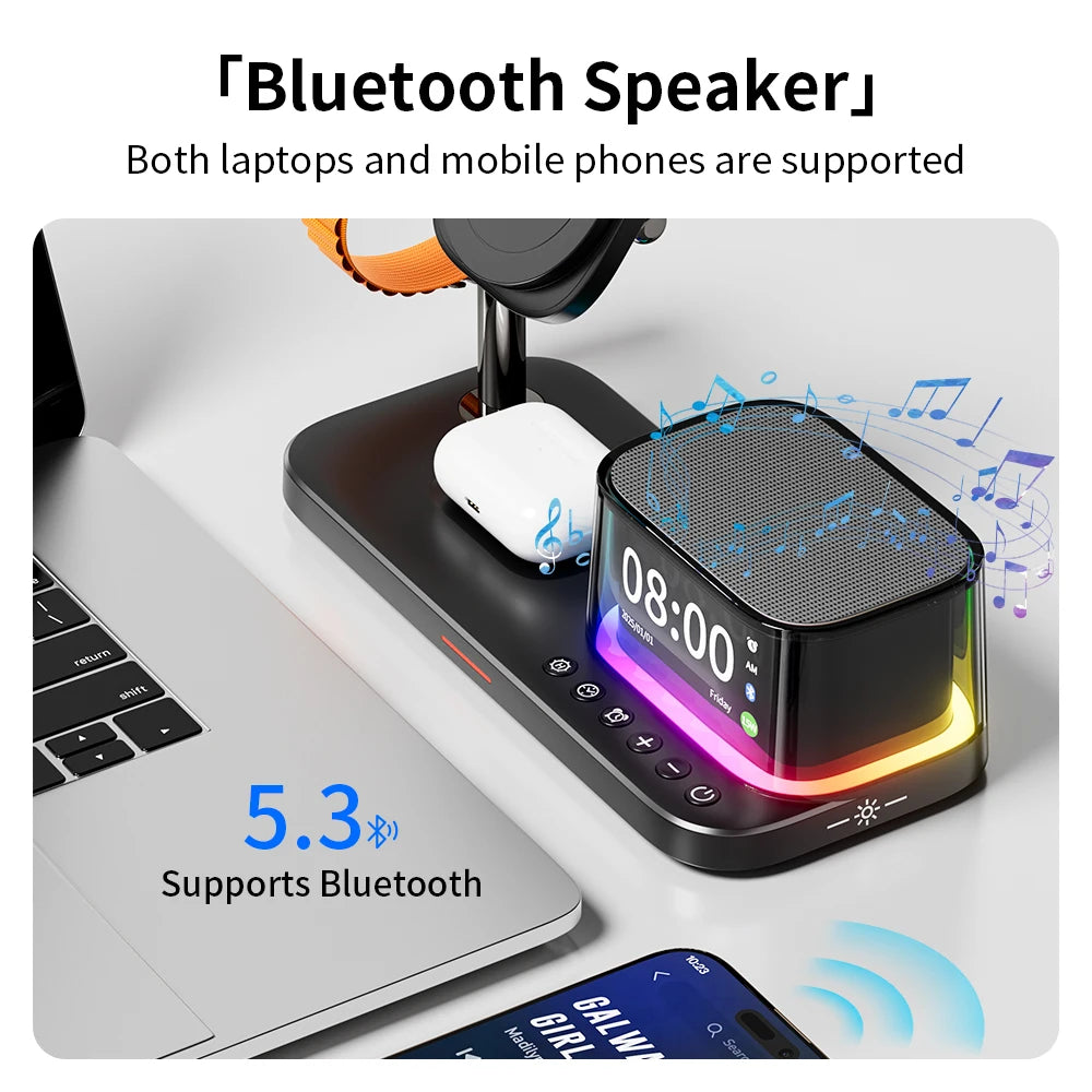 5-in-1 Magnetic Wireless Charger Stand with Speaker - 25W Qi2 Certified Tidesmit