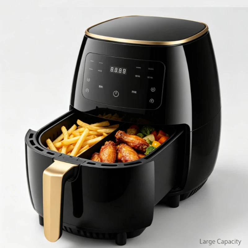 Air Fryer 6L with Touch Screen, Oil-Free Healthy Cooking for Chicken Wings Fries Nuts Cake with Timer and Keep Warm Function