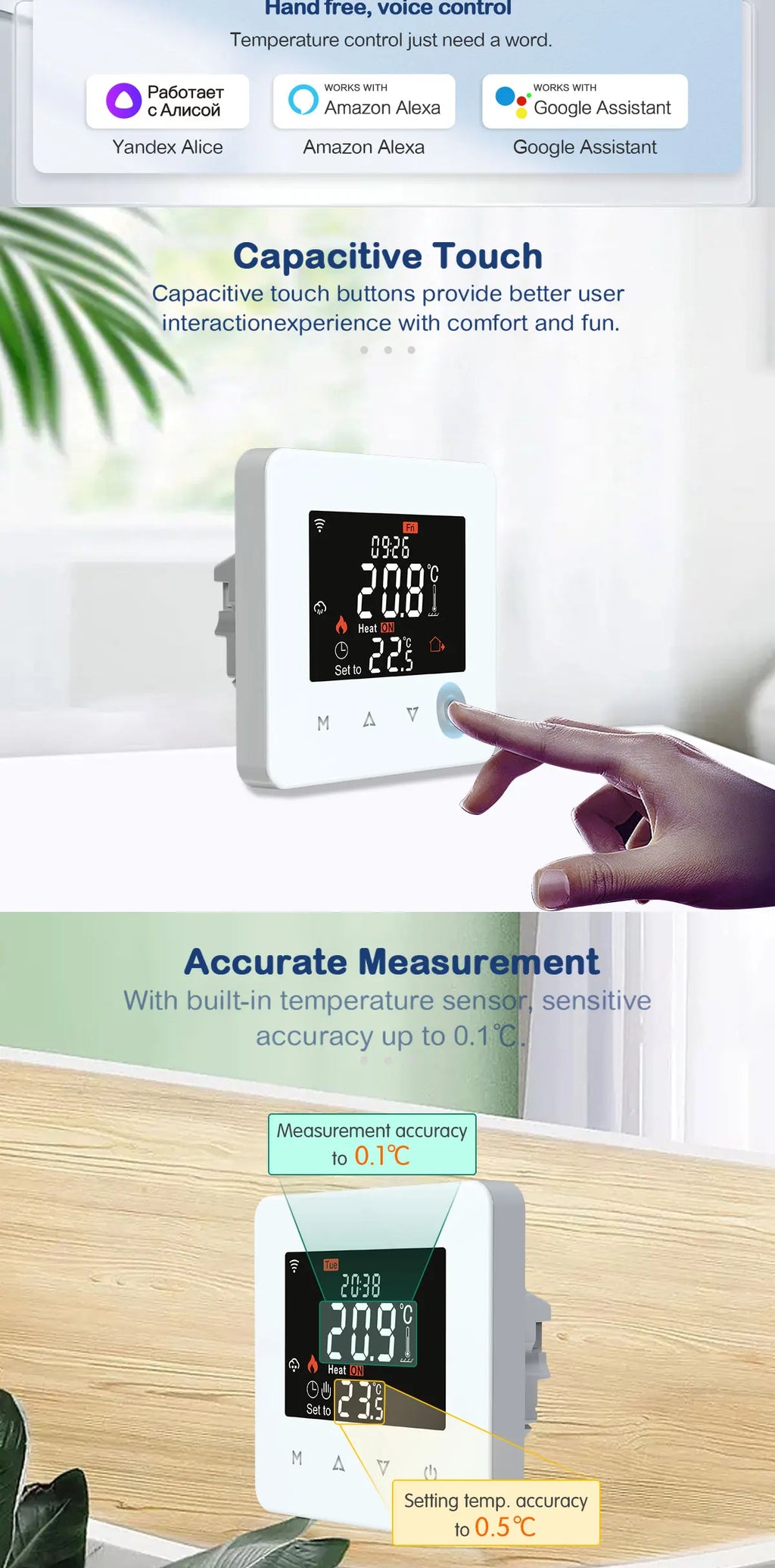 Tuya Smart Home Thermostat Water Electric Warm Floor Heating Gas Boiler WiFi Temperature Remote Controller with Google Alexa