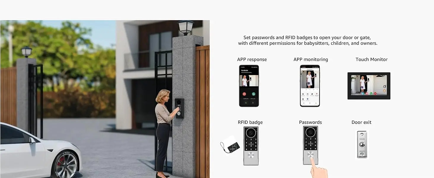 Password 4in1 Unlock HD Wifi Doorbell Video Intercom System For Home Doorphone Tuya Smart 1080P Touch Monitor Security Protect