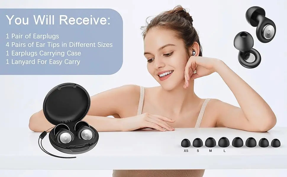 Ear Plugs for Sleeping Noise Cancelling 45dB, Reusable Silicone Earplugs with 8 Eartips and Portable Storage Case