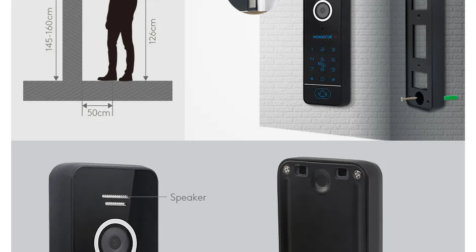 4 Wire Waterproof Doorbell Camera B10AF-B Password RFID Access for HOMSECUR WIFI FHD 1080P Video Doorphone Intercom