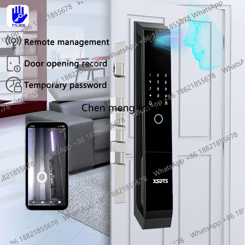 XSDTS TT-LOCK APP Voice Intercom Palmar vein Camera Smart Lock 3D Face Recognition Fingerprint Password Smart Door Lock