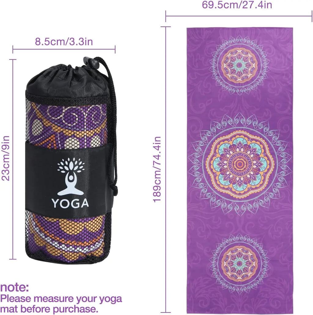MoKo Yoga Towel Non Slip Hot Yoga Mat Yoga Blanket Printing Pattern Quick Dry with Corner Pocket for Bikram Pilates Gym Workout