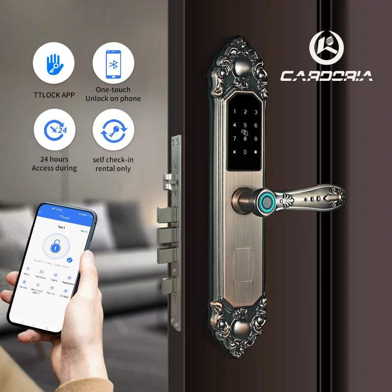 Competitive Price OEM&ODM TT Fingerprint Password Gold Handle Smart Door Handel Lock D30zm