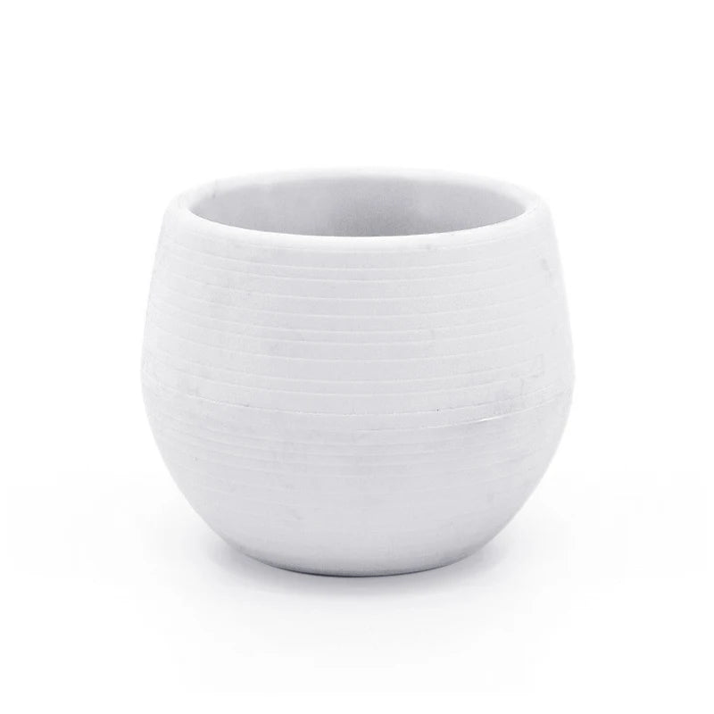 Mini plastic flower pot with round shape in white