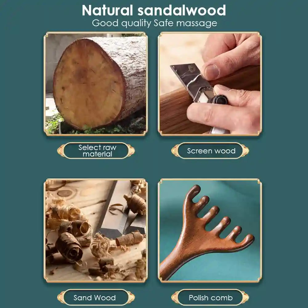 Sandalwood Facial Meridian Comb for Lymphatic Drainage | Tidesmit Massage Roller Tidesmit