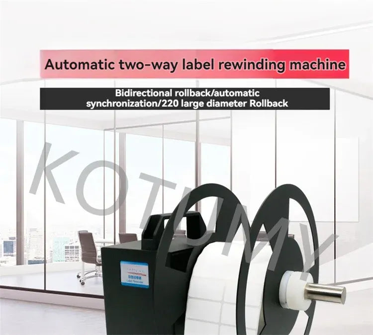 Automatic two-way label rewinding machine with large dual reels and white label tape
