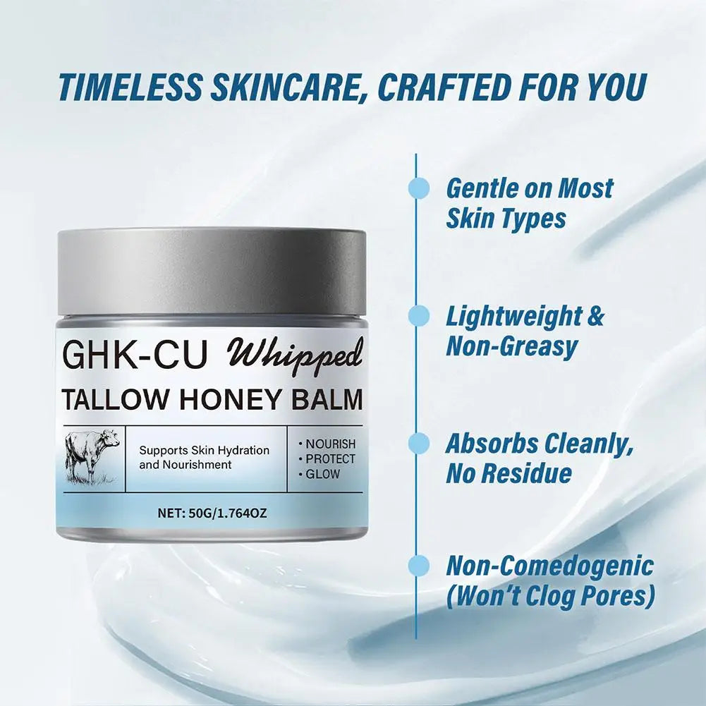 Copper Peptides GHK-Cu Beef Tallow Face Cream Blue Balm Manuka Honey Face and Body Moisturizer for Mature, Dry & Sensitive Skin