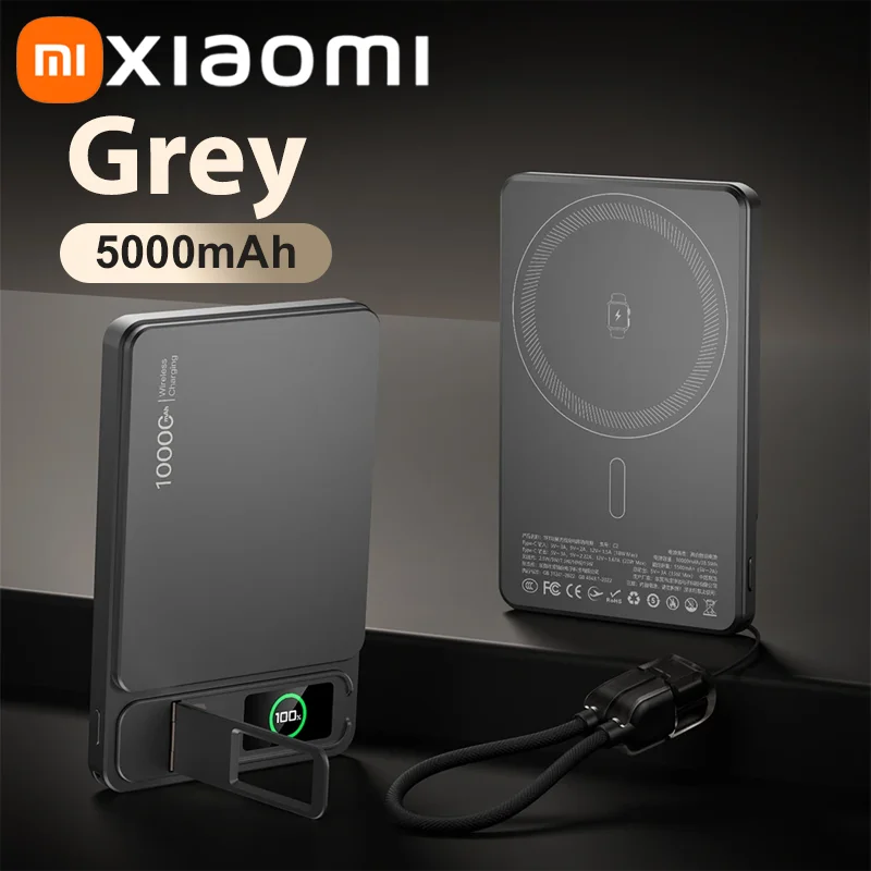 Tidesmit Magnetic Wireless Power Bank 10000mAh PD Fast Charging Grey 5000mAh Tidesmit