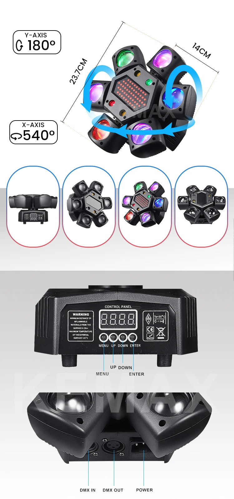 80W Disco Party Light 6-arm Mini Beam Moving Head Strobel Effect Lights Remote DMX512 Control DJ Mobile Stage For Club Wedding