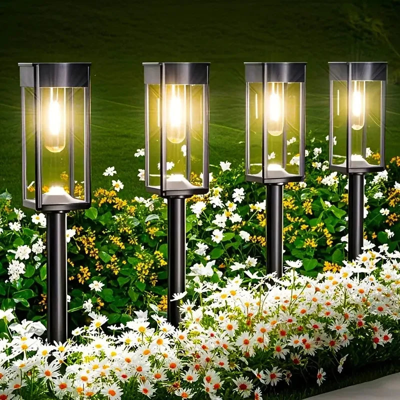4/6 PCS Solar Pathway Light Outdoor Auto On/Off at Dusk Outdoor Waterproof Solar Lamp Garden Yard Patio Walkway Driveway Camping Decor Landscape Lighting Utomatic Pathway Lighting