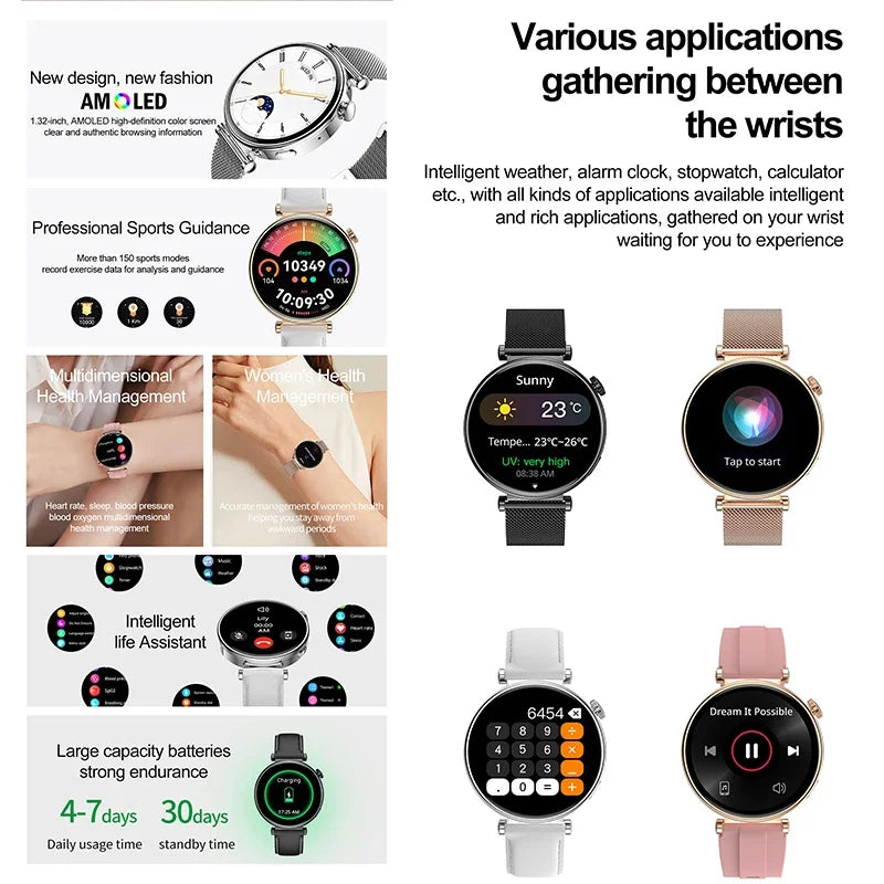2026 New For Original Watch Mini Women Smartwatch GPS motion trail NFC 466*466 HD Full screen touch Ladies Smartwatch