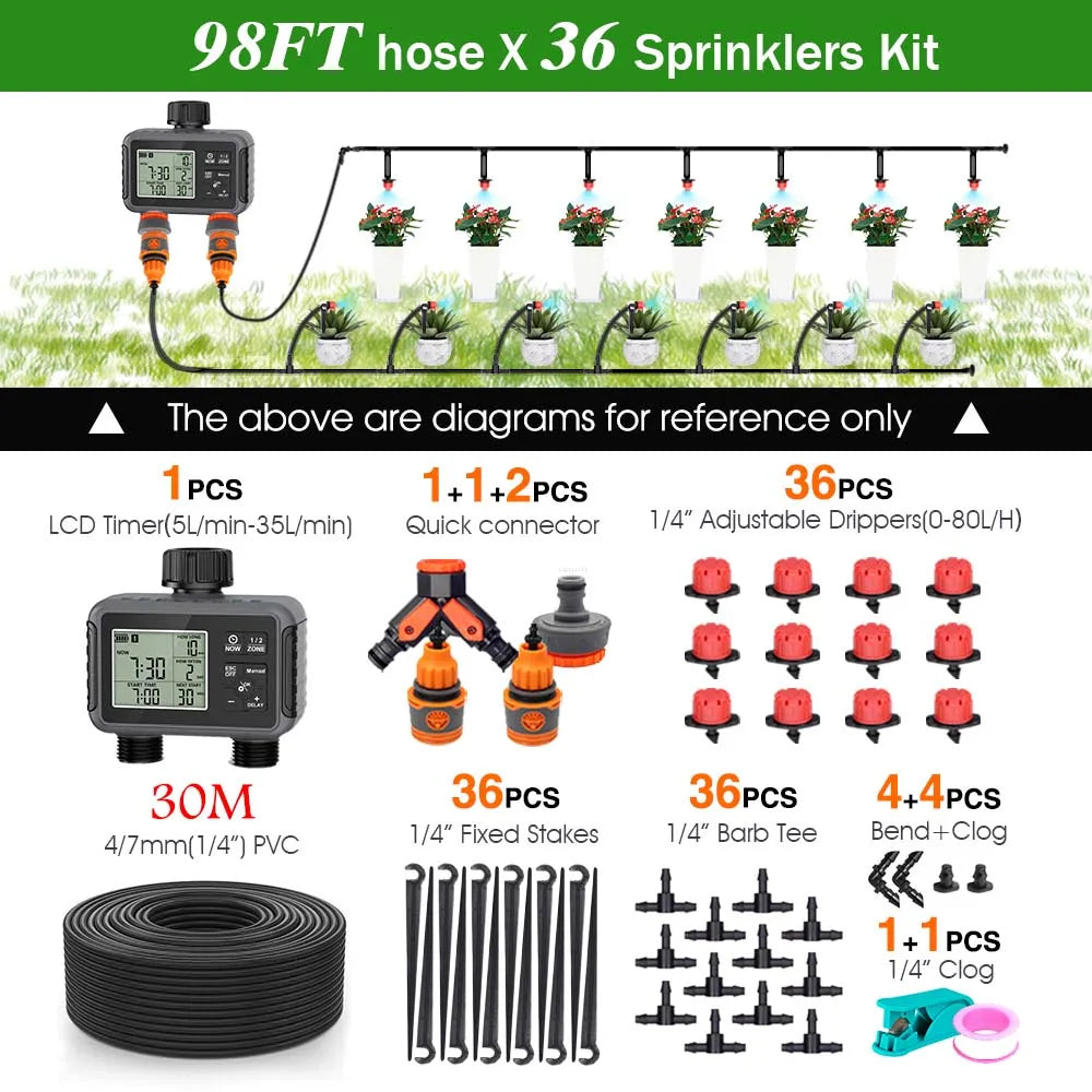 Dual Zone Independent Display LCD Garden Watering Timer Automatic Irrigation Kit Small Intelligent Program Gardening Combination