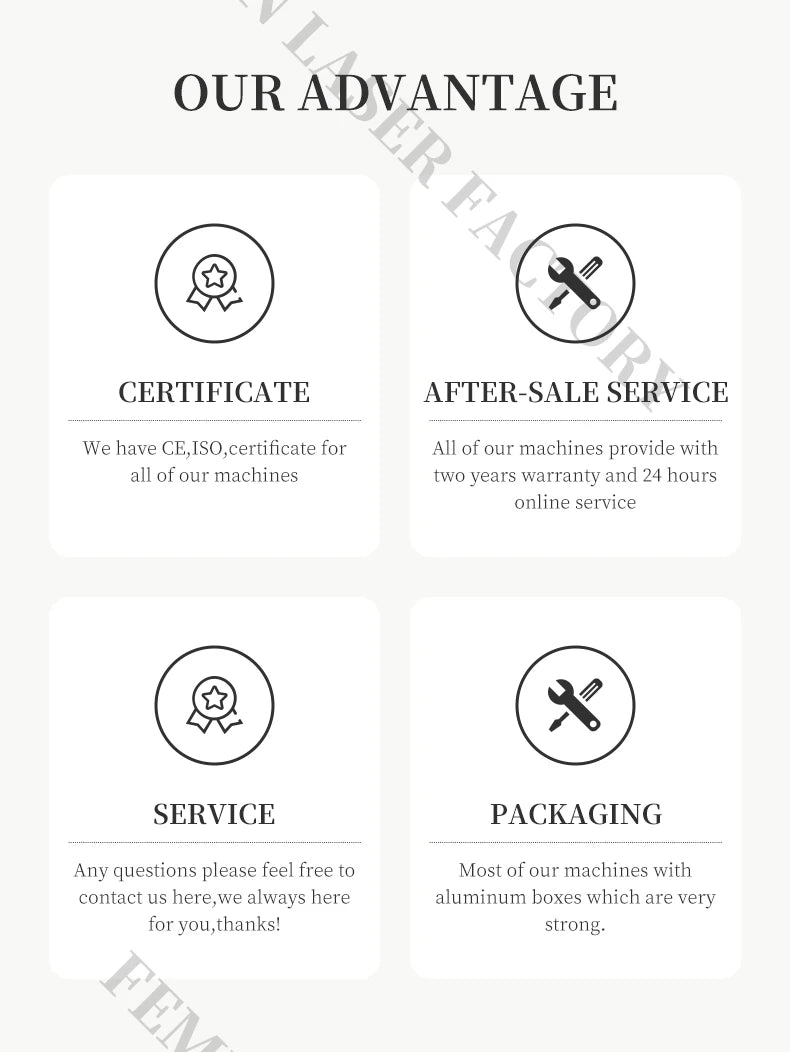Service benefits for 4000W Picosecond Nd:YAG laser tattoo removal machine with CE certification and 2-year warranty.