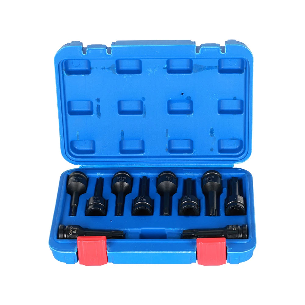 1/2" Impact Hex Allen Bit Socket Set T20-T80 Hex Driver Power Nuts Star Bit Impact Nut Set Cr-Mo Steel Drive Torx Socket Set