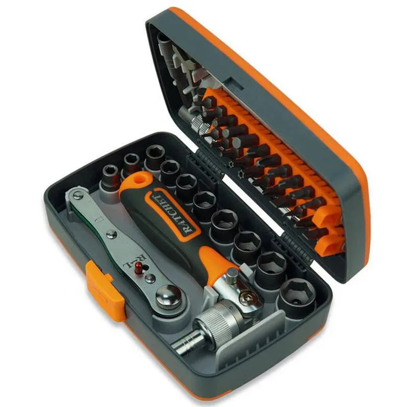 38pcs Professional Motorcycle Bicycle Maintenance Tool Set Quick Hand Tool Ratchet Screwdriver Sleeve Portable for Bike Repair