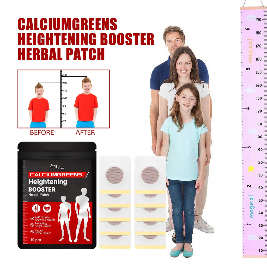Height Growth Hormone Enhancer Plaster Grow Taller Foot Patch Bone Strength Calcium Vitamin D Supplements for Adults and Teen
