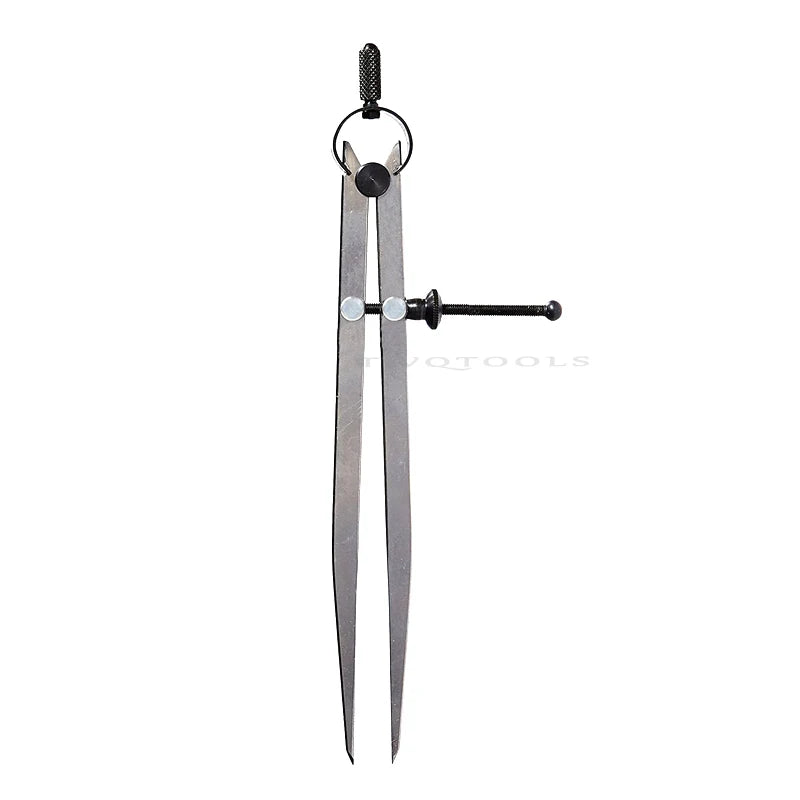Adjustable divider compass caliper with black locking handle and two pointed legs