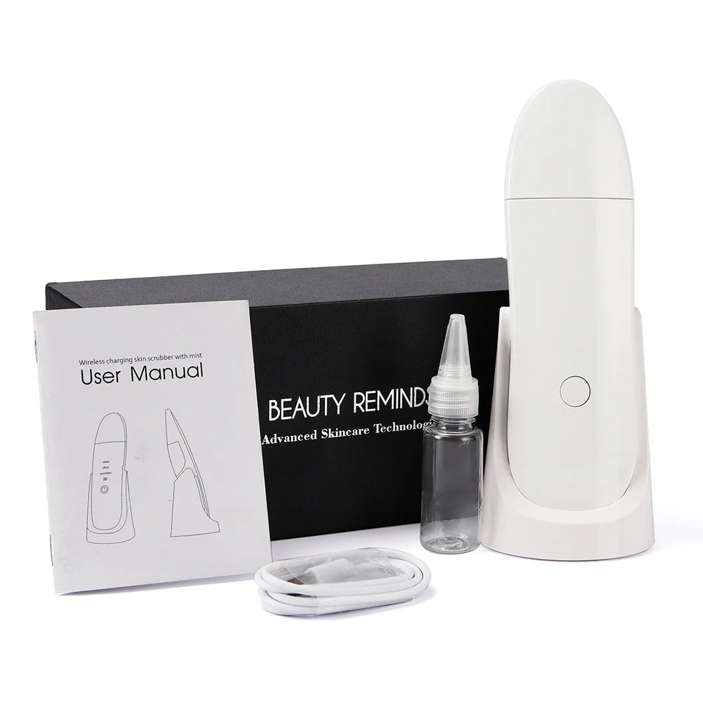 Ultrasonic Skin Scrubber | Nano Mist Deep Pore Cleansing Device (White) Scrubs Treatments Tidesmit