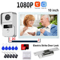 1080P 7/10 Inch Touch Screen 2 Wire Video Doorbell Tuya Home Video Intercom System IC Card APP Unlcok with Electric Strike Lock