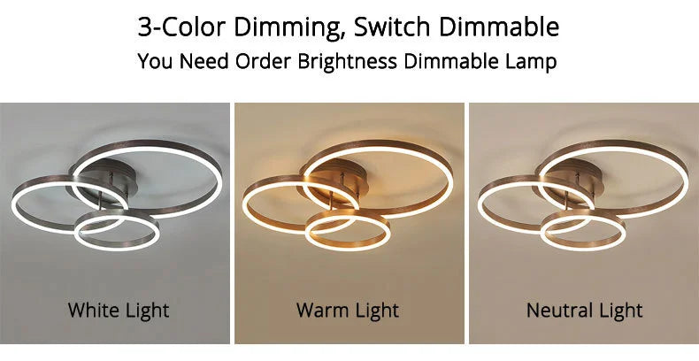 Nordic Creative Led Circle Chandeliers Bedroom Living Dining Room Lighting Chandelier Golden Brown Glossy Lamp Home Indoor Lamps