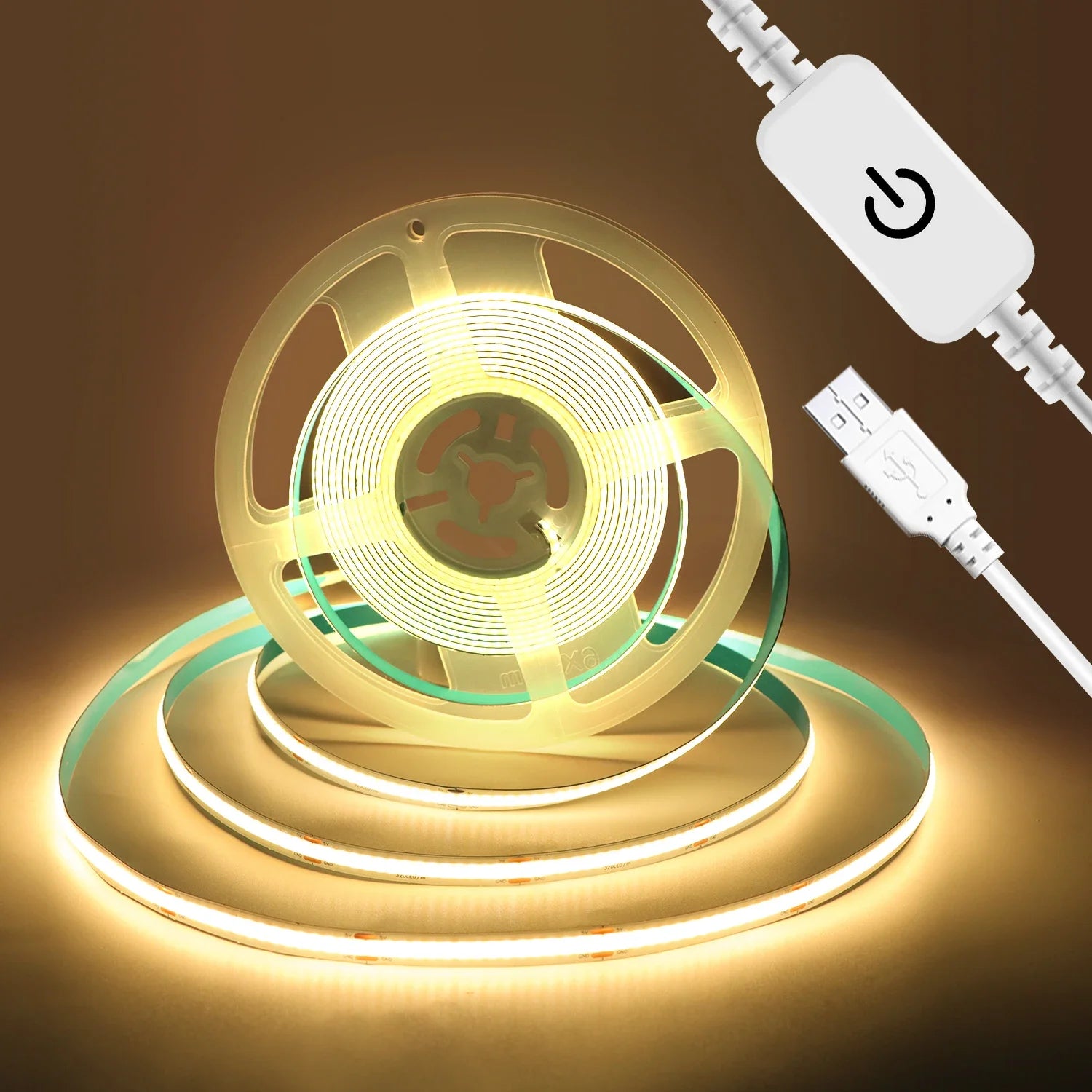COB LED Strip Lights With Touch Dimmer 5V High Density Linear Lighting with Adhesive Tape DIY Lamp For Living Room Cabinet Decor