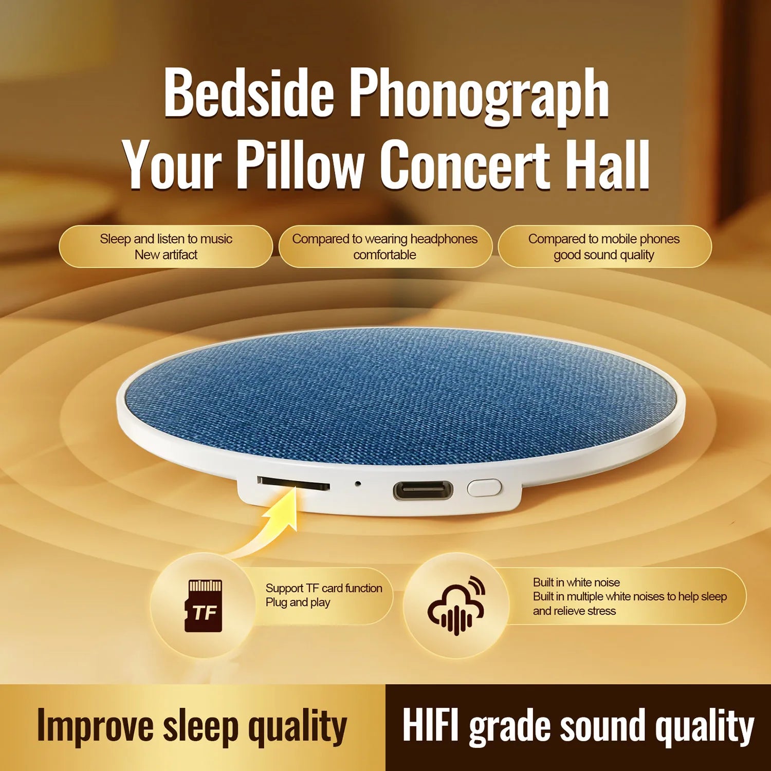 New Under Pillow Sleep Speaker Ultra Slim HiFi Noise Reduction Bone Conduction Sound Machine for Deep Sleep Relaxation 2026